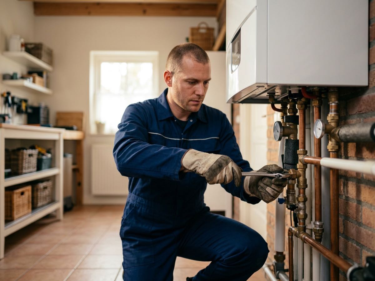 Installatiemonteur aan het werk aan een technische installatie