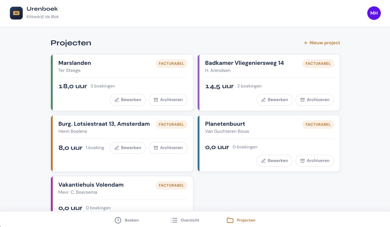 UrenAgent webweergave